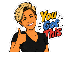 Sticker: the mascot giving a thumbs up, 'You Got This'